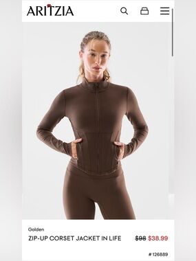 Aritzia Golden Zip-Up Corset Jacket in taupe